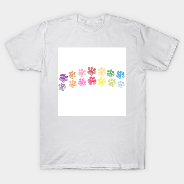 Cute doodle hand drawn colorful paw prints foot step vector T-Shirt by GULSENGUNEL